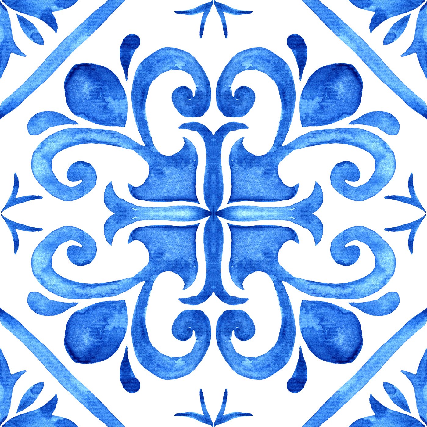 Portuguese azulejo tile. Blue and white gorgeous seamless patter